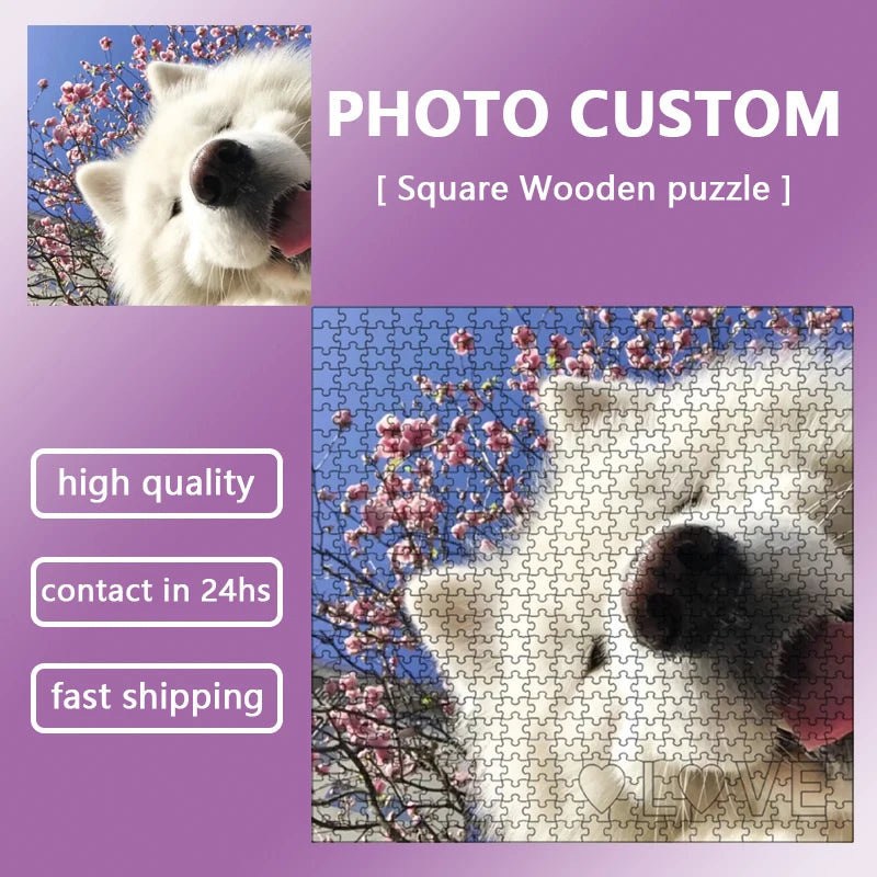 Photo Custom Wooden Personalized Square Puzzle