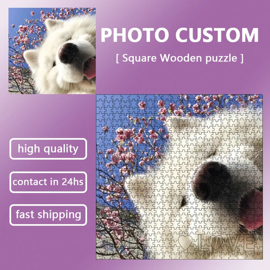 Photo Custom Wooden Personalized Square Puzzle
