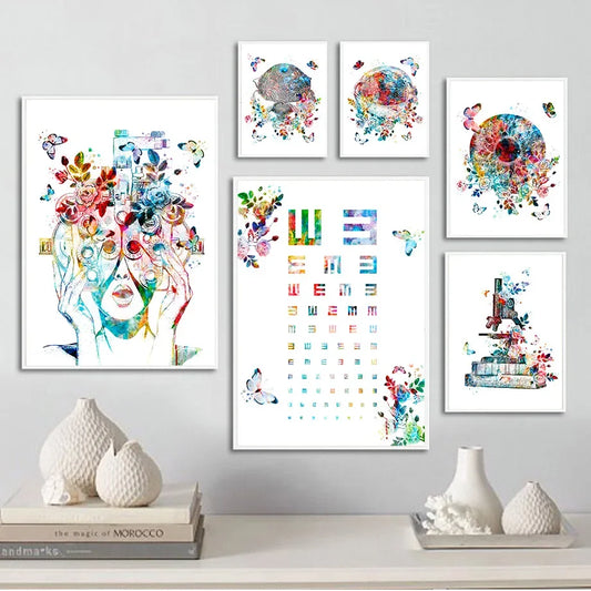 Abstract Watercolor Eye Anatomy Education Nordic Posters