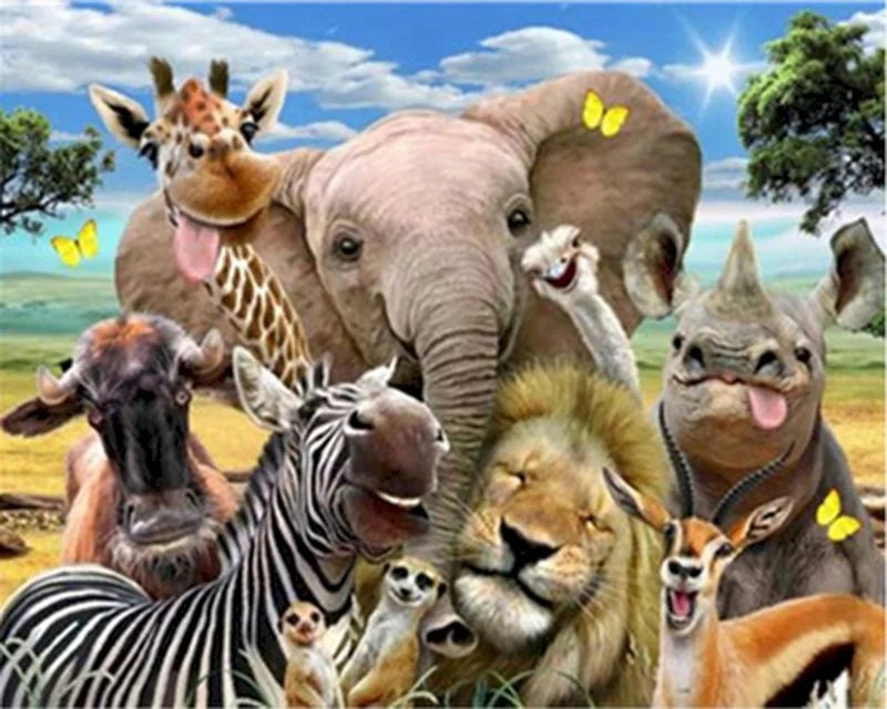40x50cm Painting By Numbers Animals On Canvas