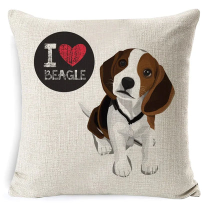 Bull Terrier Beagle Cotton Linen Cushion Cover