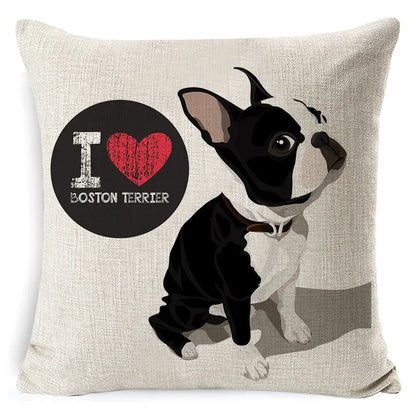 Bull Terrier Beagle Cotton Linen Cushion Cover