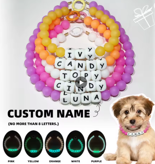 Glow in the Dark Custom Beaded Pet Collars