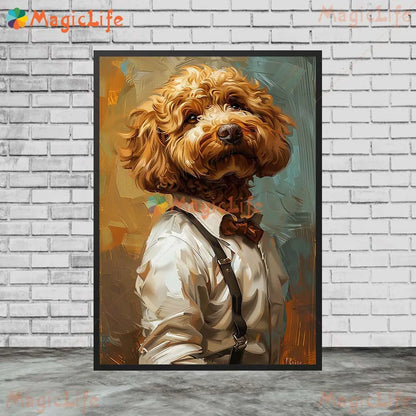Cartoon Dog Portrait Suit Animals Prints Posters