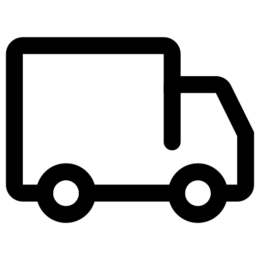 Black outline of a delivery truck on a white background