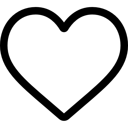Black heart outline on a white background
